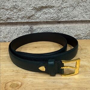 Vintage High End Stylish Green Leather Belt with Gold Buckle